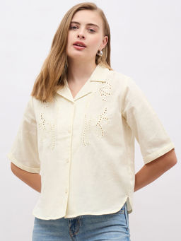 Styli - Women Off White Solid Top