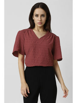 Van Heusen - Women Maroon Textured Top