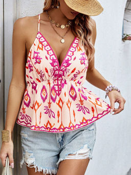 Outzidr - White Cami Vacay Top All Over Print