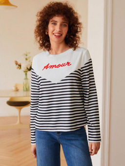 Outzidr - White Amour Stripe Full Sleeve Street Wear T-Shirt