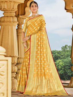 Odette - Yellow Colour Silk Saree with Unstitched Blouse