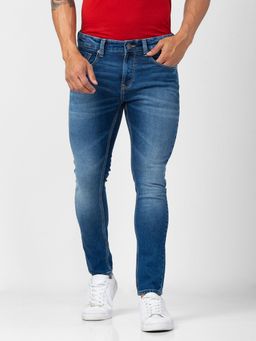 Spykar - Men Bluish Blue Cotton Slim Fit Tapered Length Jeans (Kano)