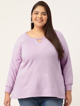 theRebelinme - Plus Size Womens Lilac Solid Color Winter Sweatshirt