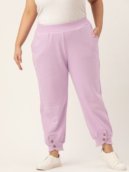 theRebelinme - Plus Size Womens Lilac Solid Color Winter Jogger