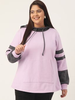 theRebelinme - Plus Size Womens Lilac & Charcoal Color Block Sweatshirt