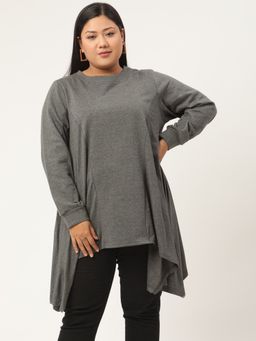 theRebelinme - Plus Size Womens Charcoal Grey Knitted Winter Top