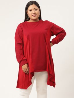 theRebelinme - Plus Size Womens Maroon Knitted Winter Top