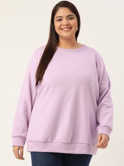theRebelinme - Plus Size Womens Lilac Solid Color Fleece Winter Sweatshirt