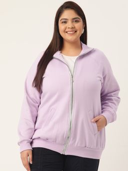 theRebelinme - Plus Size Womens Lilac Solid Color Longline Sporty Winter Jacket