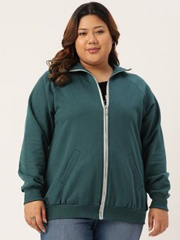 theRebelinme - Plus Size Womens Teal Solid Color Longline Sporty Winter Jacket
