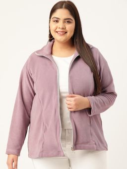 theRebelinme - Plus Size Womens Lilac Solid Color Light Weight Jacket