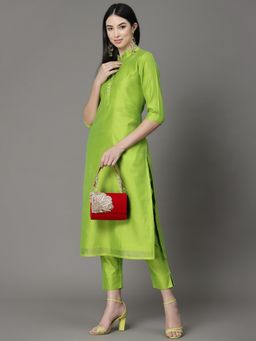 Anekaant - Coffer Cherry Red & Gold Floral Embellished Velvet Clutch