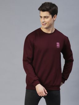 RIGO - Men Wine Back Printed Oversize Fleece Sweatshirt