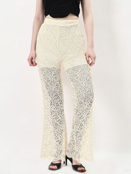AAREIN - Cream Lace Sheer Trouser