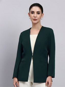 Powersutra - Tailored Bottle Green Lapel Less Blazer