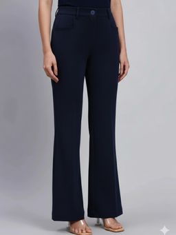 Powersutra - Women Tailored Navy Blue formal Trouser