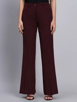 Powersutra - Refined Burgundy Stretchable Trousers with Button Closure