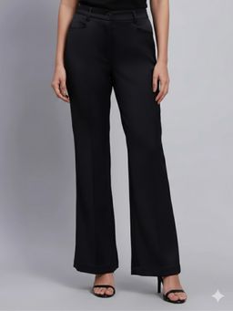 Powersutra - Black Satin Trouser with Button Closure