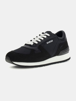 Guess - Men Tresa Textured Lace Up Mid Top Black Sneakers