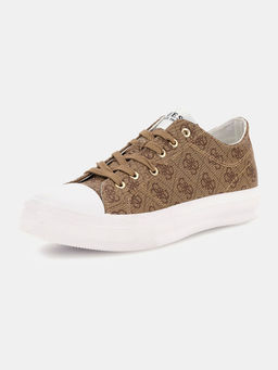 Guess - Men Istria Low Monogram Lace Up Low Top Brown Sneakers
