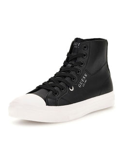 Guess - Men Istria Mid Solid Lace Up High Top Black Sneakers