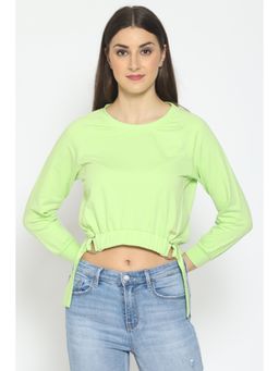 PRETTY LOVING THING - Women Lime Full Sleeve Fleece Solid Sweatshirt