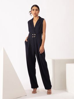 Twenty Dresses by Nykaa Fashion - Work Navy Blue Solid Jumpsuit
