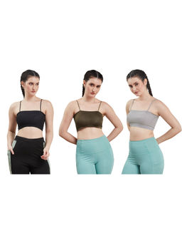 G Heist - Multi-Color Assorted Lightly Padded Sports Bra (Pack Of 3)