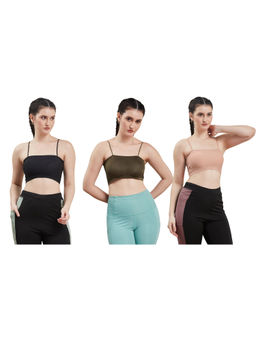 G Heist - Multi-Color Assorted Lightly Padded Sports Bra (Pack Of 3)