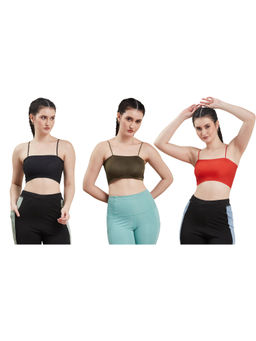 G Heist - Multi-Color Assorted Lightly Padded Sports Bra (Pack Of 3)