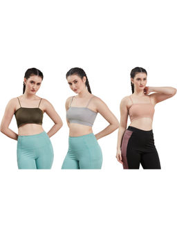 G Heist - Multi-Color Assorted Lightly Padded Sports Bra (Pack Of 3)