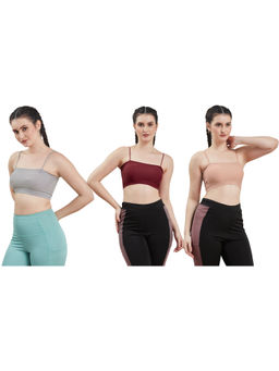 G Heist - Multi-Color Assorted Lightly Padded Sports Bra (Pack Of 3)