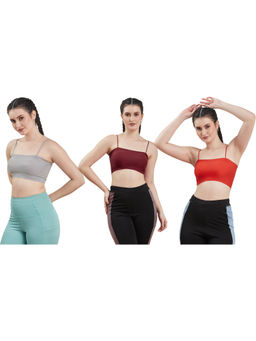 G Heist - Multi-Color Assorted Lightly Padded Sports Bra (Pack Of 3)