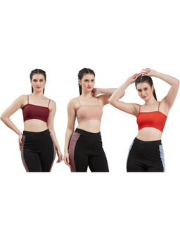 G Heist - Multi-Color Assorted Lightly Padded Sports Bra (Pack Of 3)