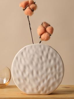 Bonhomie - White Round Textured Ceramic Vase