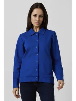 Van Heusen - Women Blue Solid Casual Jacket