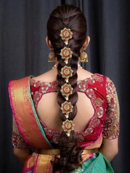 OOMPH - Jadai Billai for Women with Multi-Color Stones - Hair Pins Set of 6