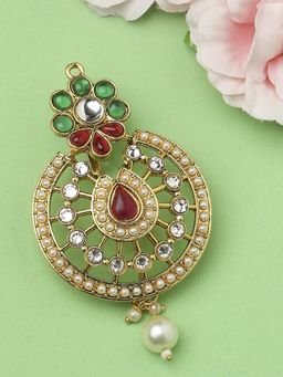 OOMPH - Multi Kemp Stones Hair Bun Pin - Ethnic Chandbali Style