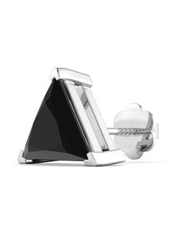 ORIONZ - Black Triangle Solitaire Men's Stud Earring - White