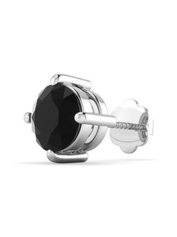 ORIONZ - Black Round Solitaire Men's Stud Earring - White