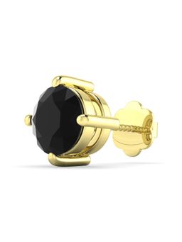 ORIONZ - Black Round Solitaire Men's Stud Earring - Yellow