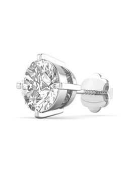 ORIONZ - Round Solitaire CZ Stud Earring for Him - White