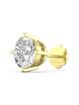 ORIONZ - Round Solitaire CZ Stud Earring for Him -Yellow