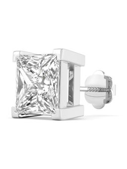 ORIONZ - Princess Solitaire CZ Stud Earring for Him - White