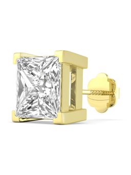 ORIONZ - Princess Solitaire CZ Stud Earring for Him - Yellow