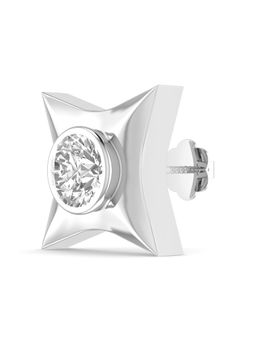 ORIONZ - Concaved Quad Bezel Men's Stud Earring - White