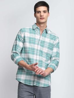Dennis Lingo - Green Regular Fit Tartan Checked Casual Shirt