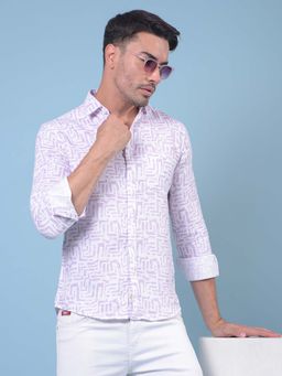 CRIMSOUNE CLUB - Men Purple Printed Pure Cotton Shirt