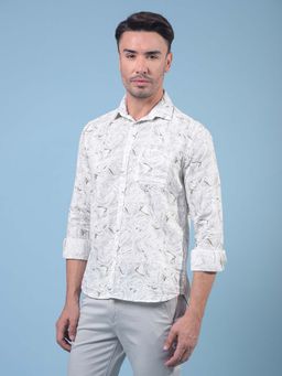 CRIMSOUNE CLUB - Men Green Printed Pure Cotton Shirt