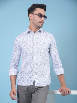CRIMSOUNE CLUB - Men Purple Floral Print Pure Cotton Shirt